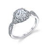 Sylvie 14k Multi-tone Gold and Platinum Diamond Halo Engagement Ring