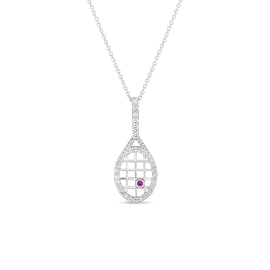 Roberto Coin Tiny Treasures Tennis Racket Necklace Diamond in 18K white gold
