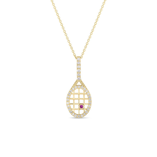 Roberto Coin Tiny Treasures Tennis Racket Necklace Diamond in 18K yellow gold