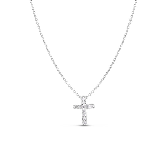 Roberto Coin Tiny Treasures Square Cross Necklace Diamond in 18K white gold