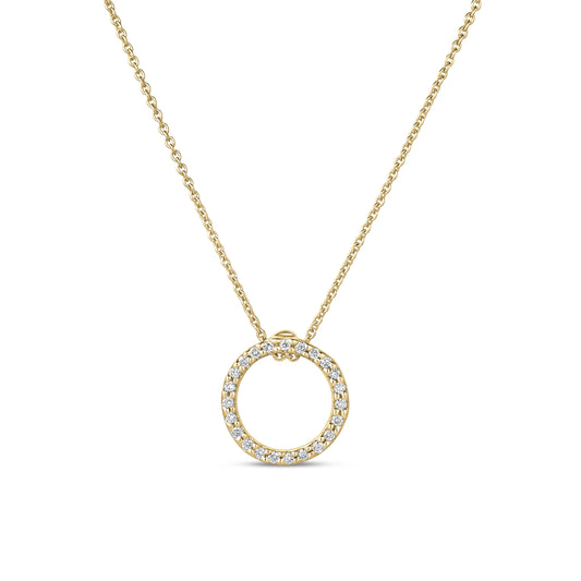 Roberto Coin Tiny Treasures Small Circle Necklace Diamond in 18K yellow gold