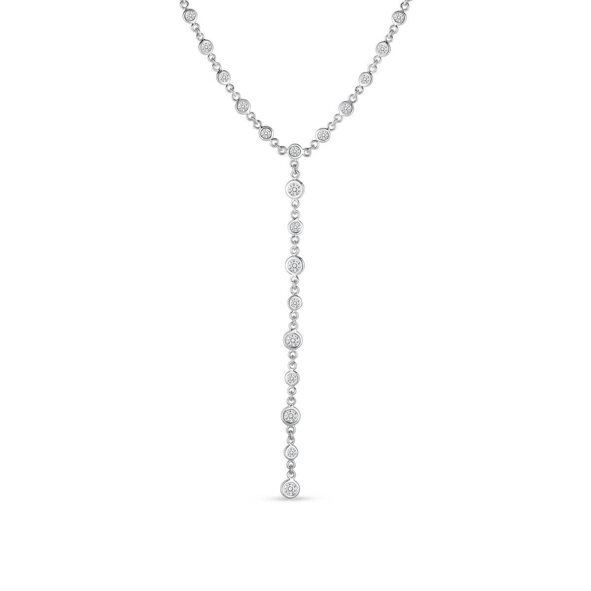 Roberto Coin Diamonds by the Inch Continuous Station Lariat Necklace Diamond in 18K white gold