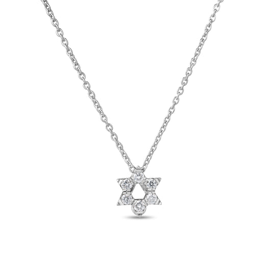 Roberto Coin Tiny Treasures Star of David Necklace Diamond in 18K white gold