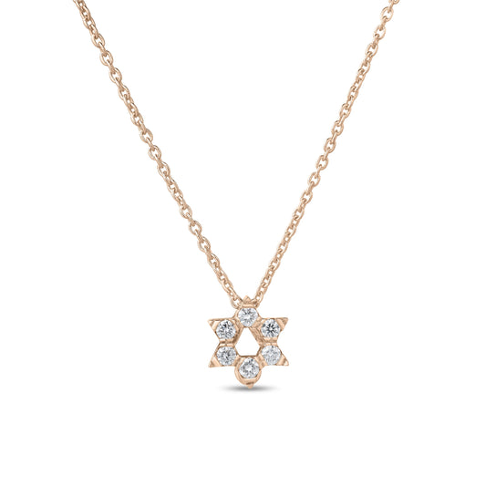 Roberto Coin Tiny Treasures Star of David Necklace Diamond in 18K rose gold