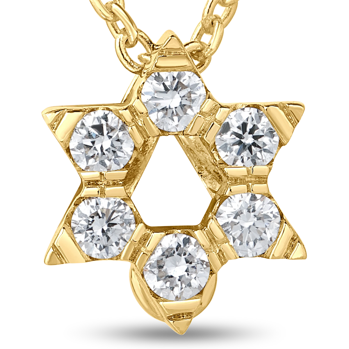 Roberto Coin Tiny Treasures Star of David Necklace Diamond in 18K yellow gold, close-up detail