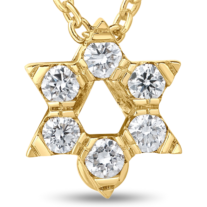 Roberto Coin Tiny Treasures Star of David Necklace Diamond in 18K yellow gold, close-up detail