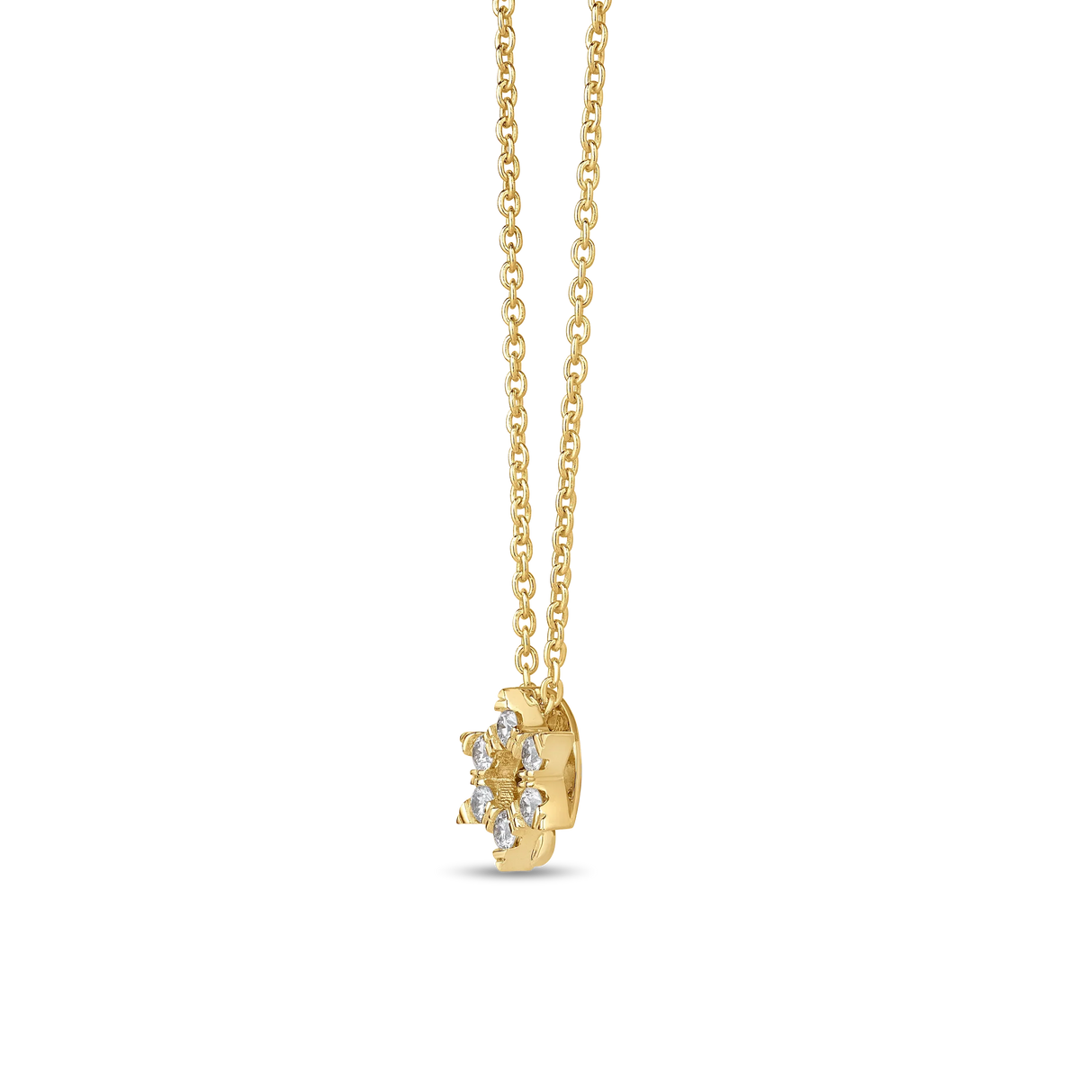 Roberto Coin Tiny Treasures Star of David Necklace Diamond in 18K yellow gold, side view