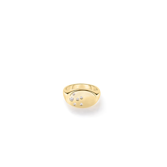 Designer Gold Large Diamond Signet Ring