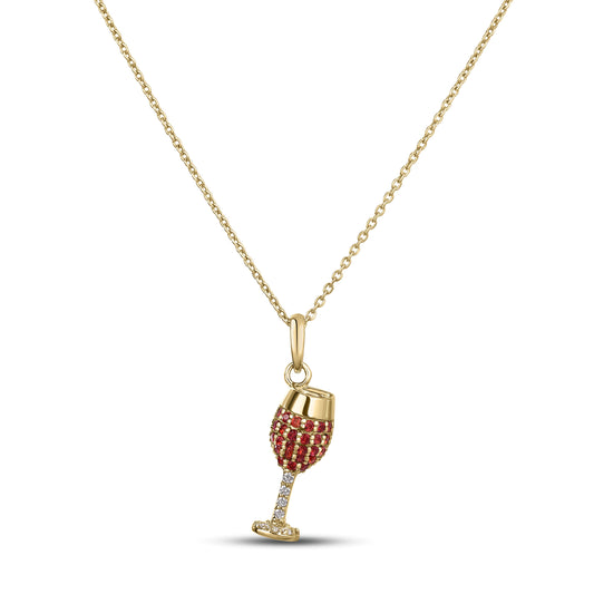 Roberto Coin Tiny Treasures Wine Glass Necklace Diamond, Orange Sapphire in 18K yellow gold