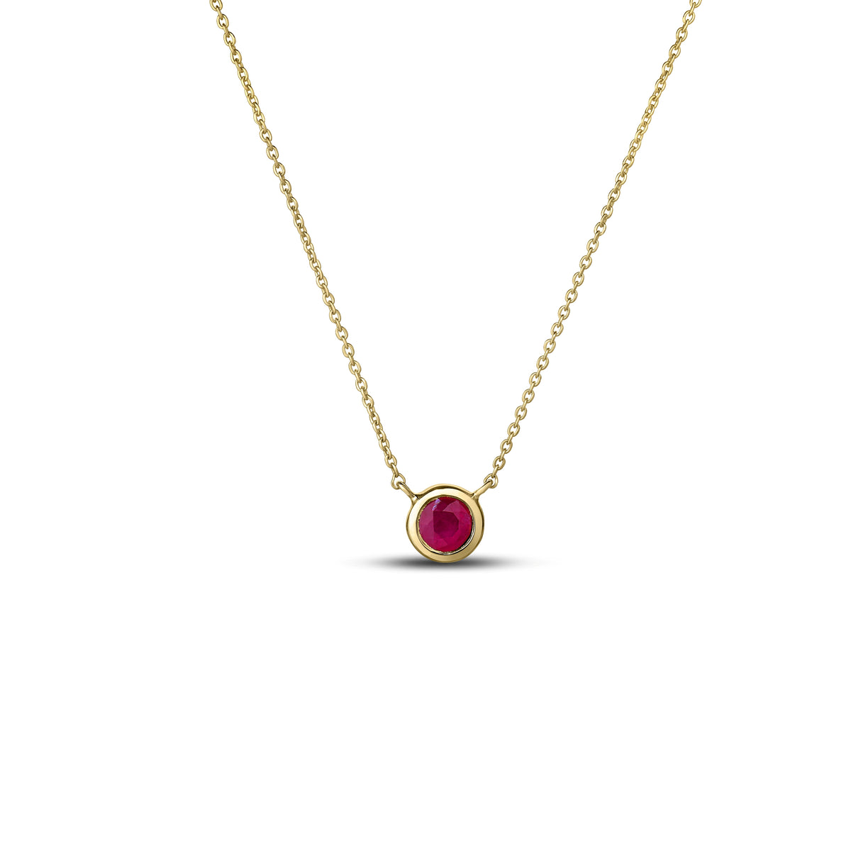 Roberto Coin Tiny Treasures Solitaire Necklace with ruby in 18K yellow gold