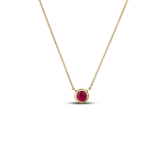 Roberto Coin Tiny Treasures Solitaire Necklace with ruby in 18K yellow gold