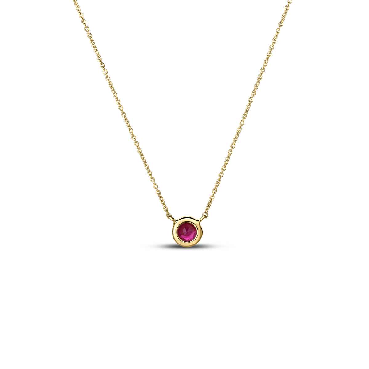 Roberto Coin Tiny Treasures Solitaire Necklace with ruby in 18K yellow gold