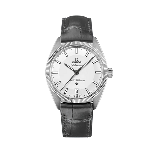 CONSTELLATION GLOBEMASTER 39 MM, STEEL ON LEATHER STRAP