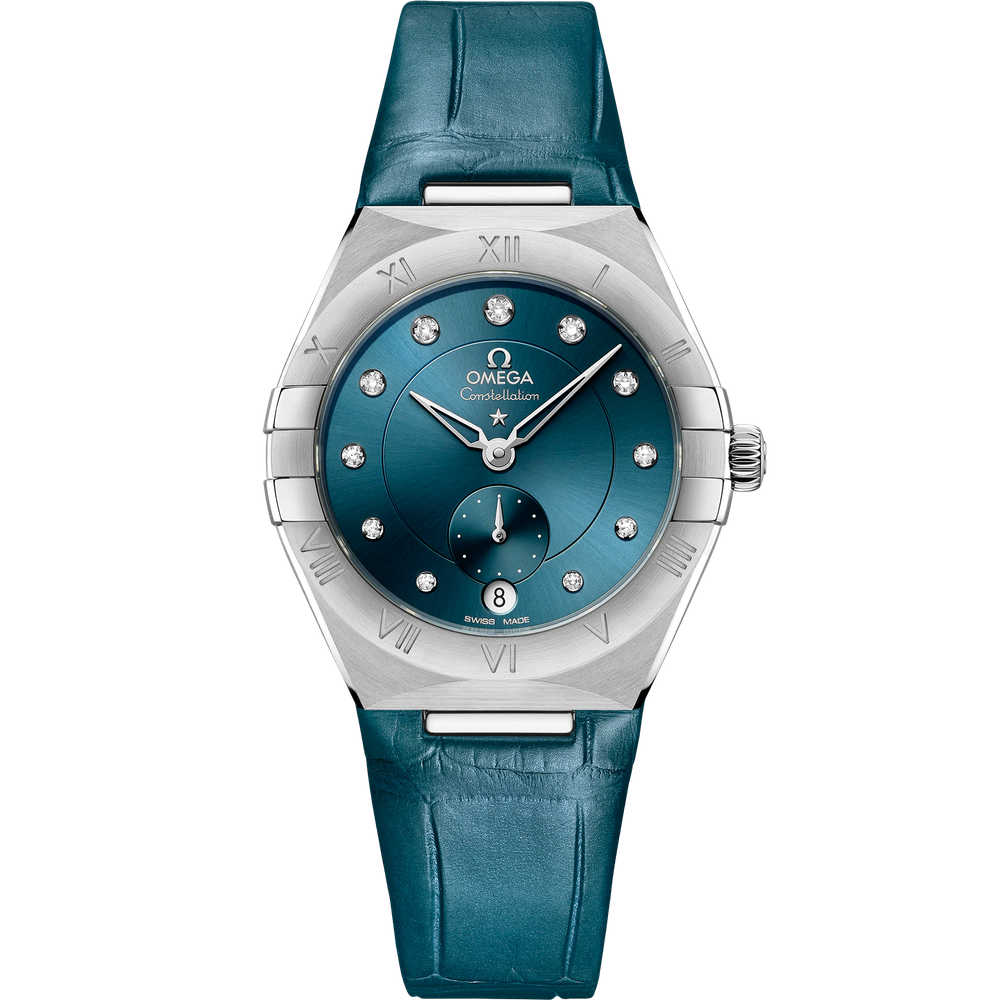 CONSTELLATION 34 MM, STEEL ON LEATHER STRAP