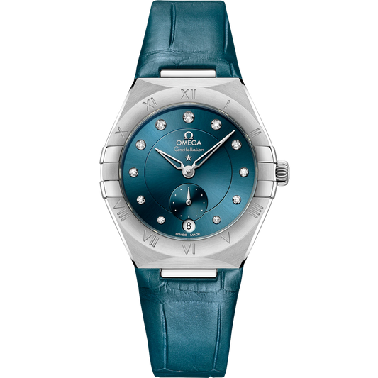 CONSTELLATION 34 MM, STEEL ON LEATHER STRAP