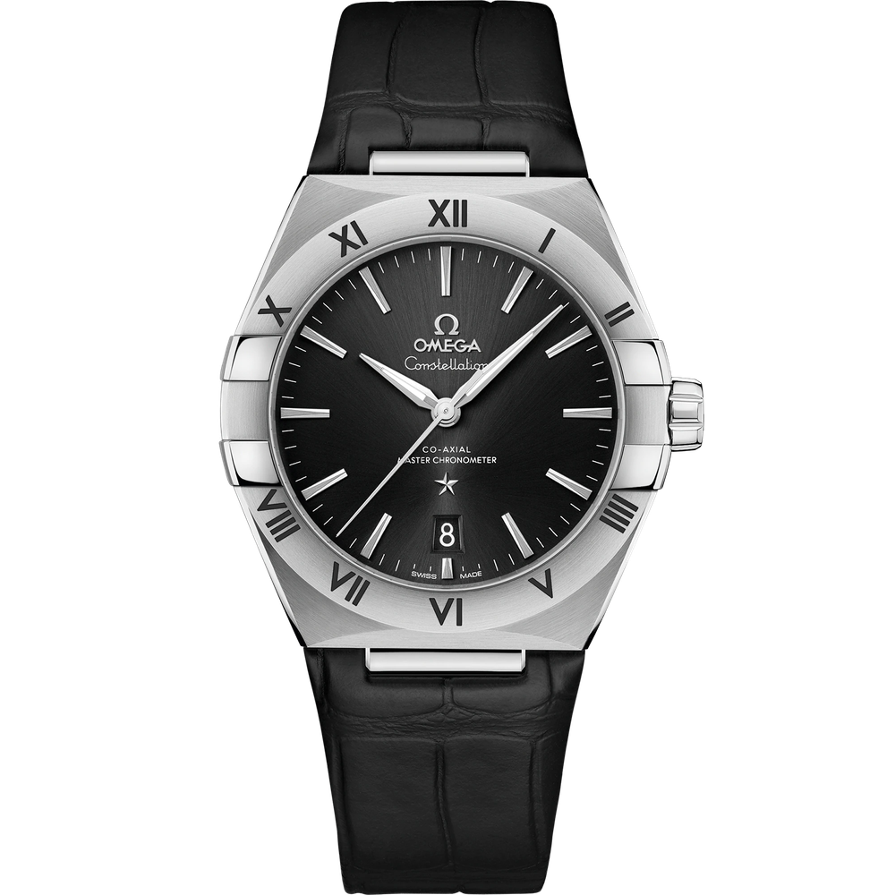 CONSTELLATION 39 MM, STEEL ON LEATHER STRAP