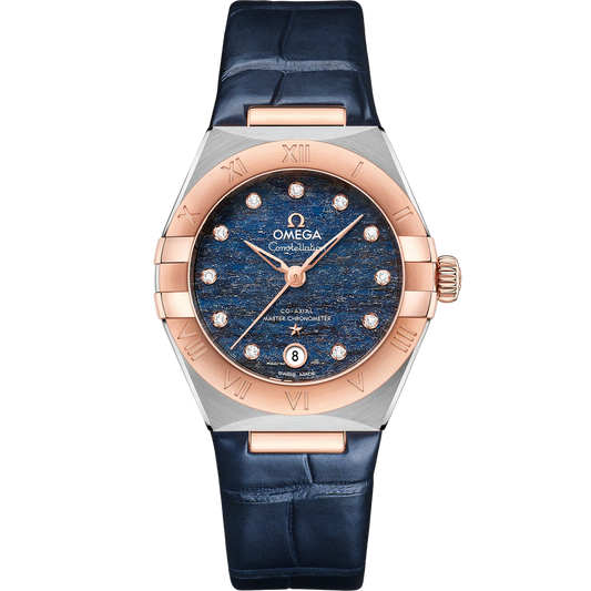 CONSTELLATION 29 MM, STEEL - SEDNA™ GOLD ON LEATHER STRAP