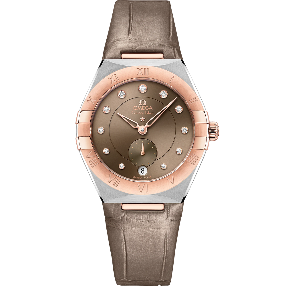 CONSTELLATION 34 MM, STEEL - SEDNA™ GOLD ON LEATHER STRAP
