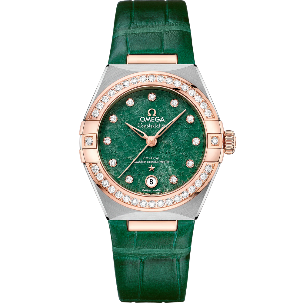CONSTELLATION 29 MM, STEEL - SEDNA™ GOLD ON LEATHER STRAP