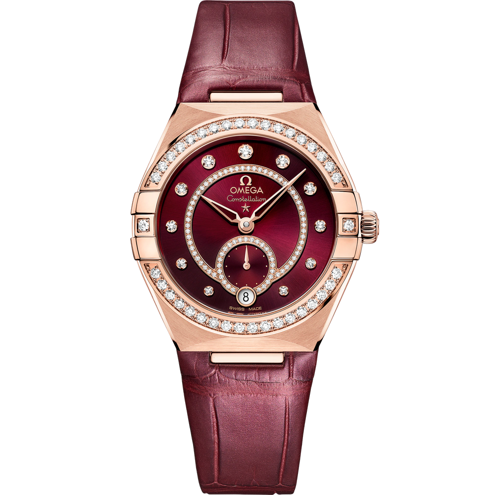 CONSTELLATION 34 MM, SEDNA™ GOLD ON LEATHER STRAP