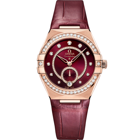 CONSTELLATION 34 MM, SEDNA™ GOLD ON LEATHER STRAP