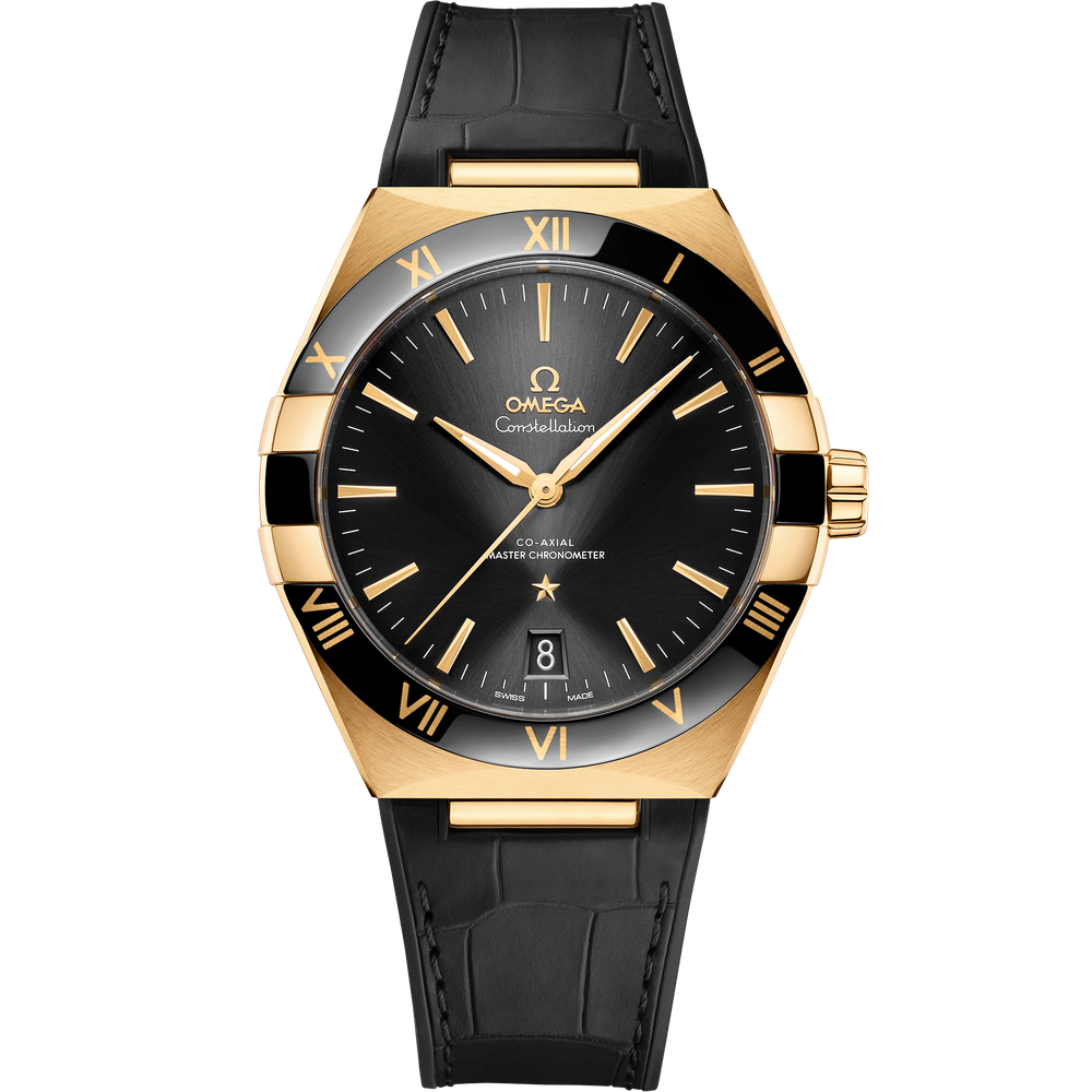 CONSTELLATION 41 MM, YELLOW GOLD ON LEATHER STRAP
