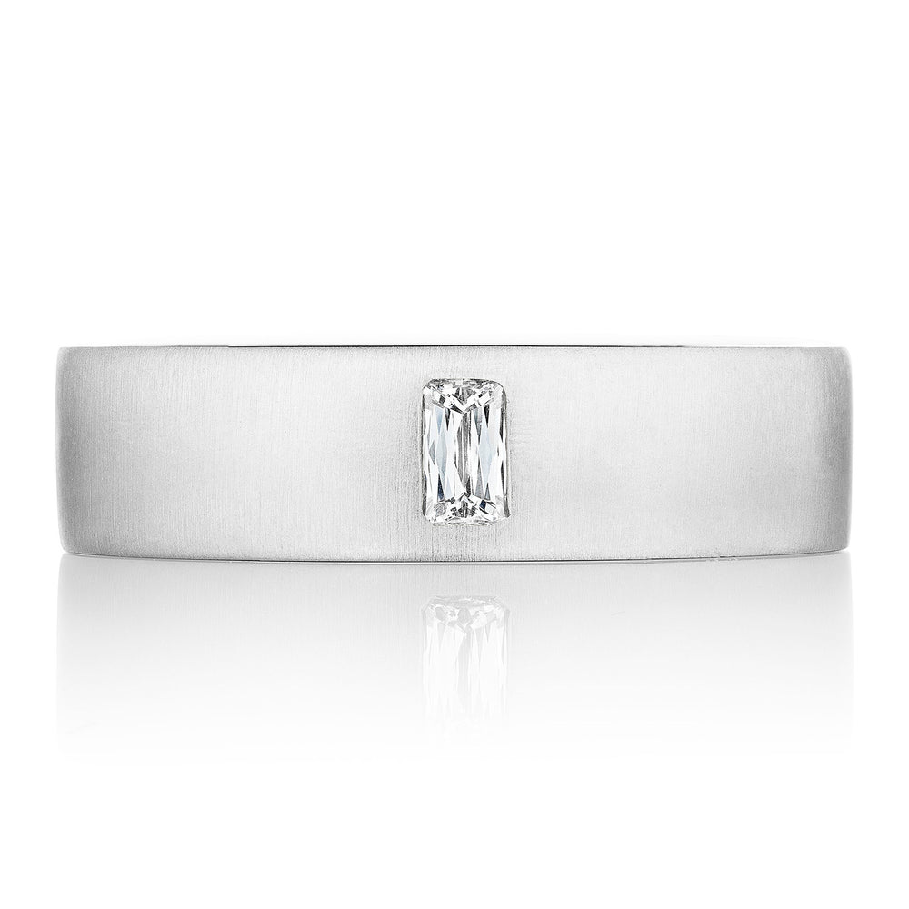 Bezel Set Diamond Wedding Band in Satin Finish