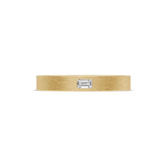 Bezel Set Diamond Wedding Band in Brushed Finish