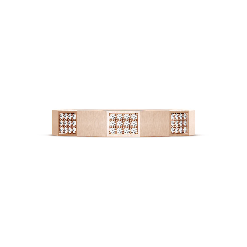 Diamond Faceted - Partial Coverage Wedding Band in Satin Finish  - 4mm