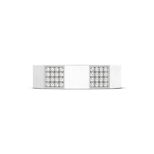 Diamond Faceted - Partial Coverage Wedding Band in Satin Finish  - 6mm
