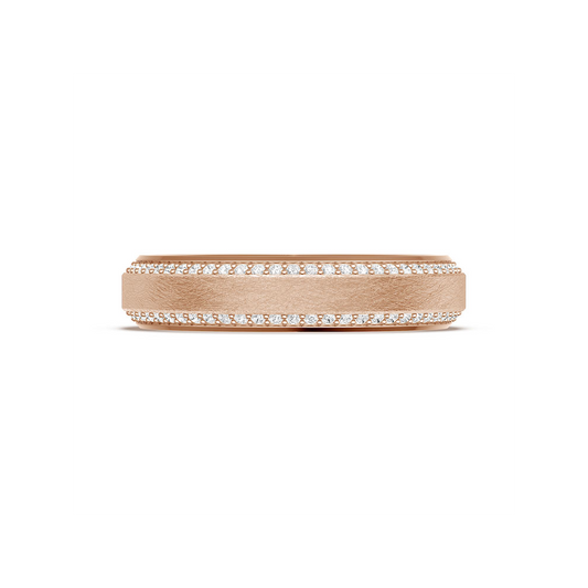 Bevel Edge Diamond Wedding Band in Brushed Finish - 5mm