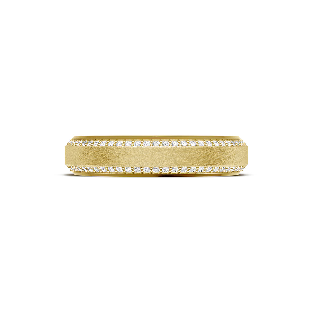 Bevel Edge Diamond Wedding Band in Brushed Finish - 5mm