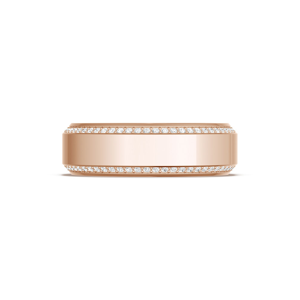 Bevel Edge Diamond Wedding Band in High Polish - 7mm