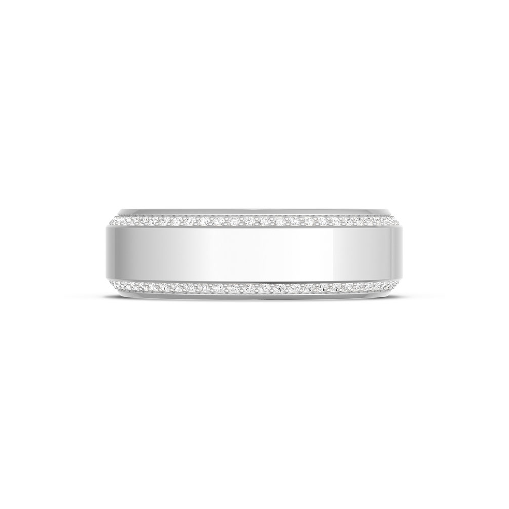 Bevel Edge Diamond Wedding Band in High Polish - 7mm