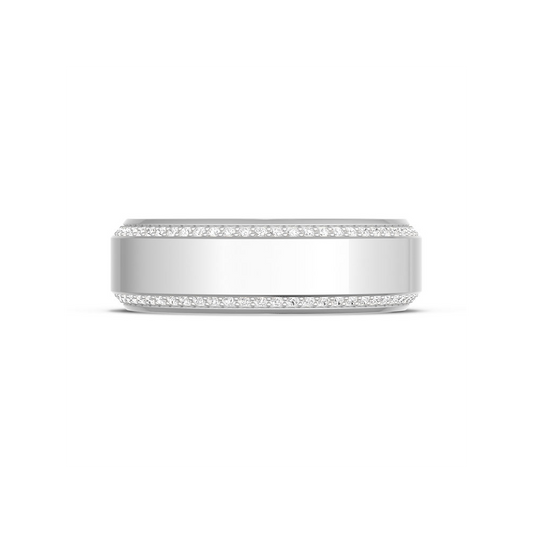 Bevel Edge Diamond Wedding Band in High Polish - 7mm