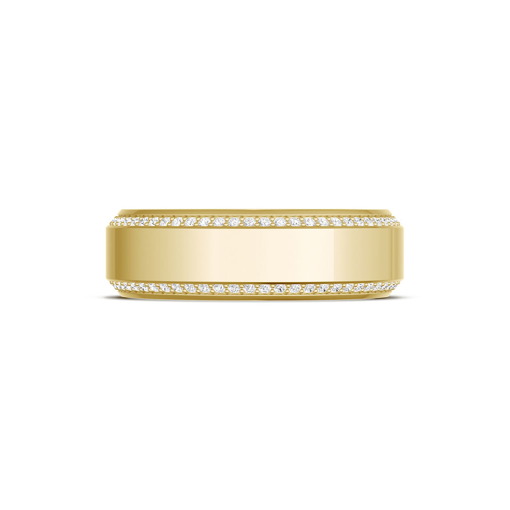 Bevel Edge Diamond Wedding Band in High Polish - 7mm