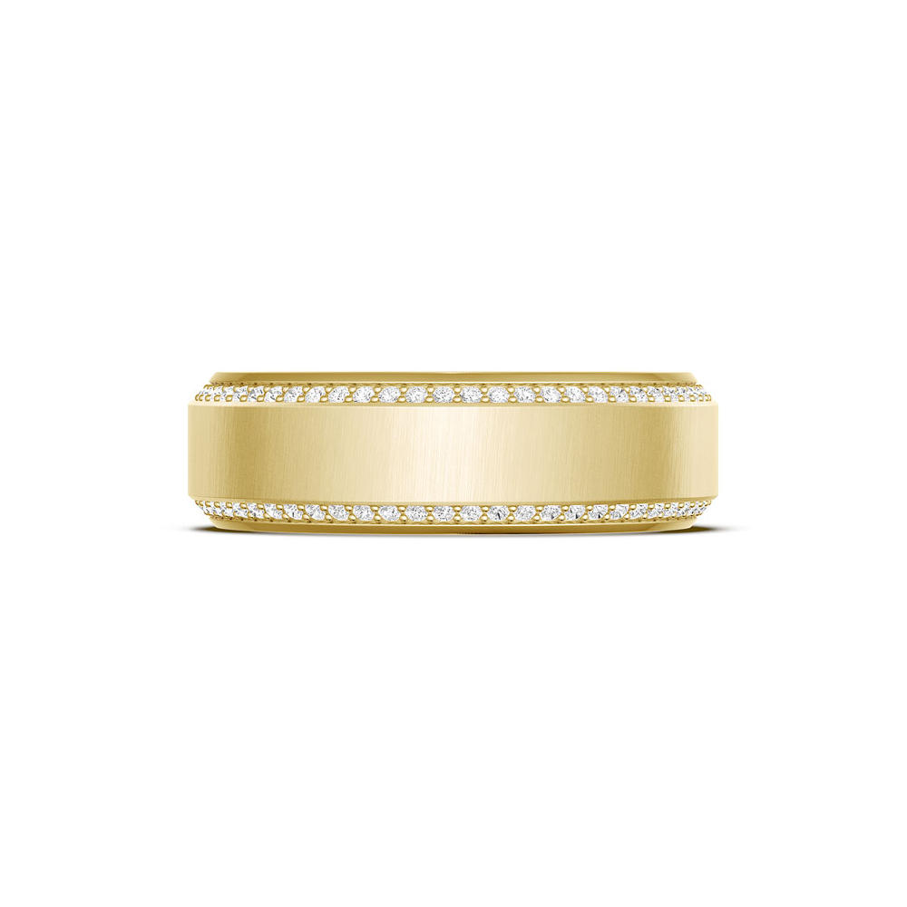 Bevel Edge Diamond Wedding Band in Satin Finish - 7mm