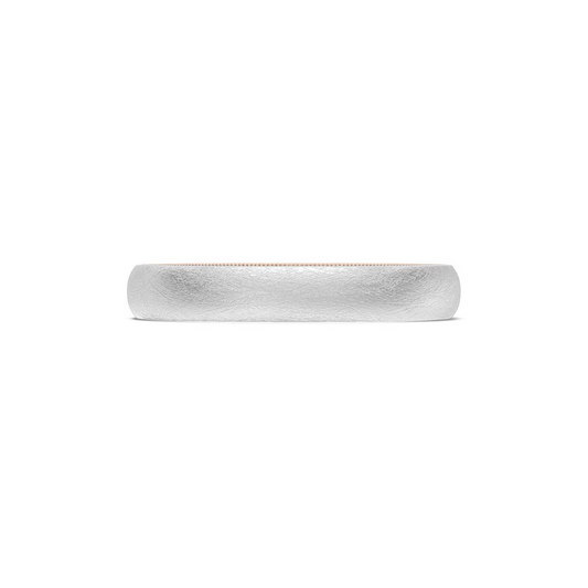 Classic Two-Tone Rounded Wedding Band in Brushed Finish