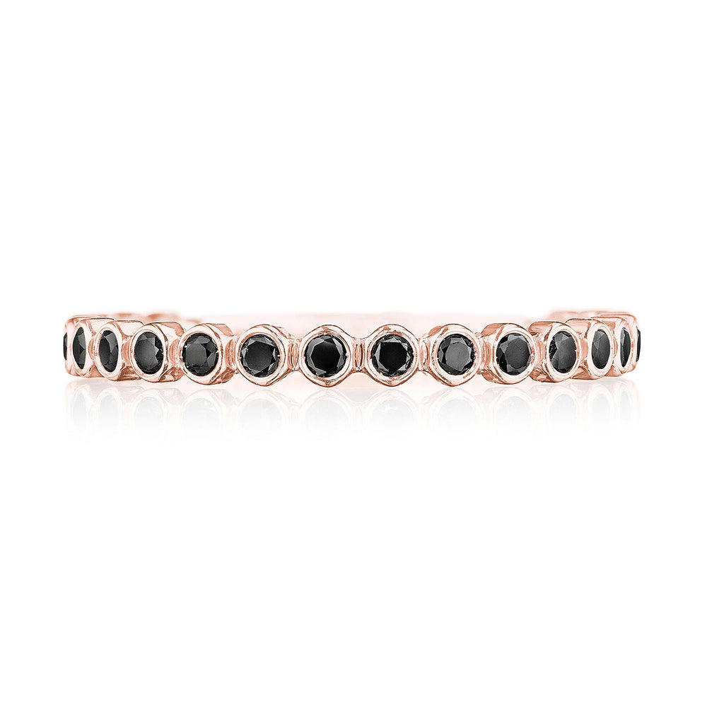 Round Bezel Droplet Wedding Band with Black Diamond
