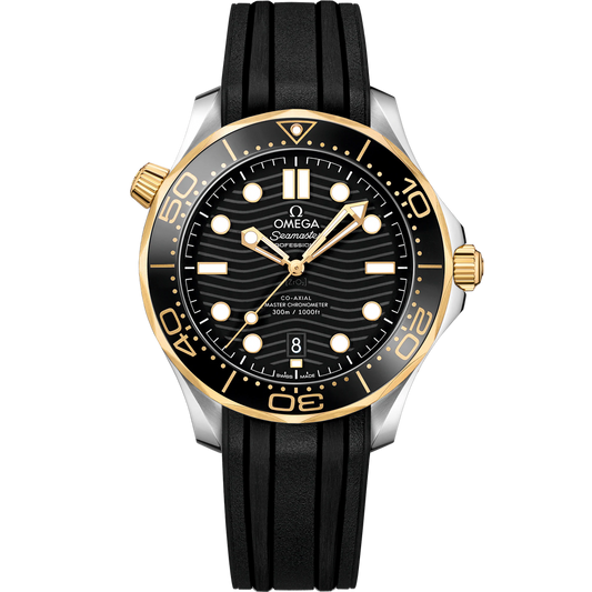 SEAMASTER DIVER 300M 42 MM, STEEL - YELLOW GOLD ON RUBBER STRAP