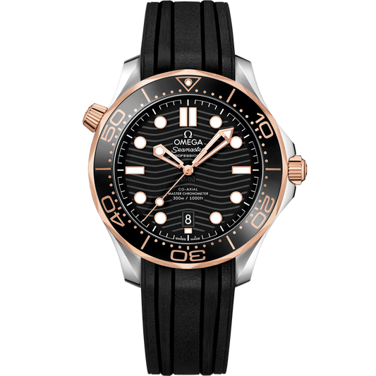 SEAMASTER DIVER 300M 42 MM, STEEL - SEDNA™ GOLD ON RUBBER STRAP