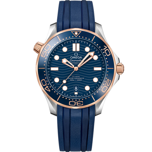 SEAMASTER DIVER 300M 42 MM, STEEL - SEDNA™ GOLD ON RUBBER STRAP