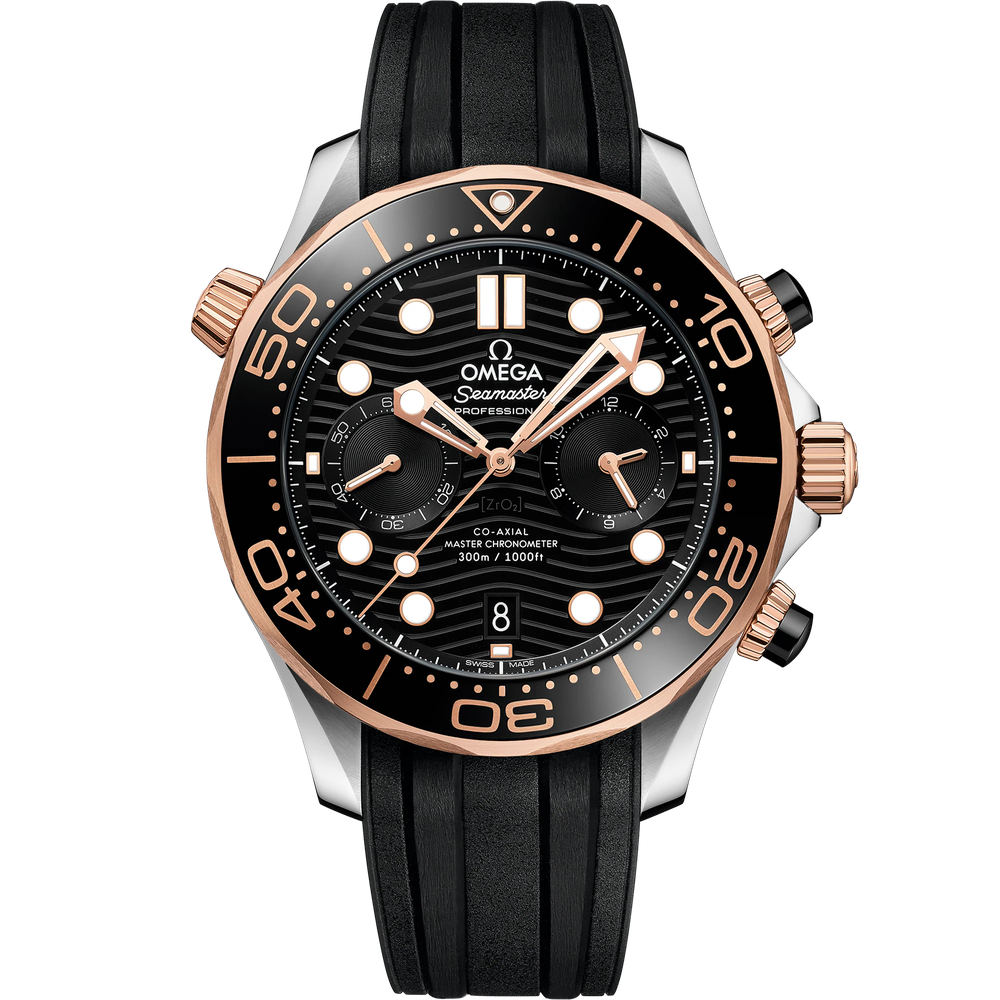 SEAMASTER DIVER 300M 44 MM, STEEL - SEDNA™ GOLD ON RUBBER STRAP