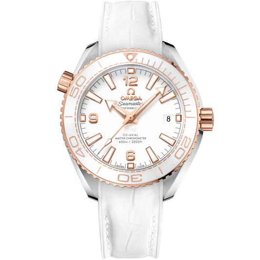SEAMASTER PLANET OCEAN 600M 39.5 MM, STEEL - SEDNA™ GOLD ON LEATHER STRAP WITH RUBBER LINING