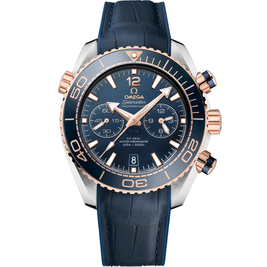 SEAMASTER PLANET OCEAN 600M 45.5 MM, STEEL - SEDNA™ GOLD ON LEATHER STRAP WITH RUBBER LINING