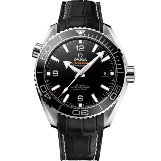 SEAMASTER PLANET OCEAN 600M 43.5 MM, STEEL ON LEATHER STRAP WITH RUBBER LINING