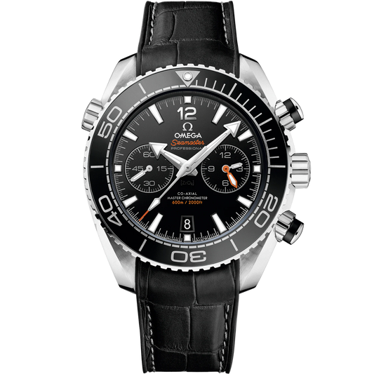 SEAMASTER PLANET OCEAN 600M 45.5 MM, STEEL ON LEATHER STRAP WITH RUBBER LINING