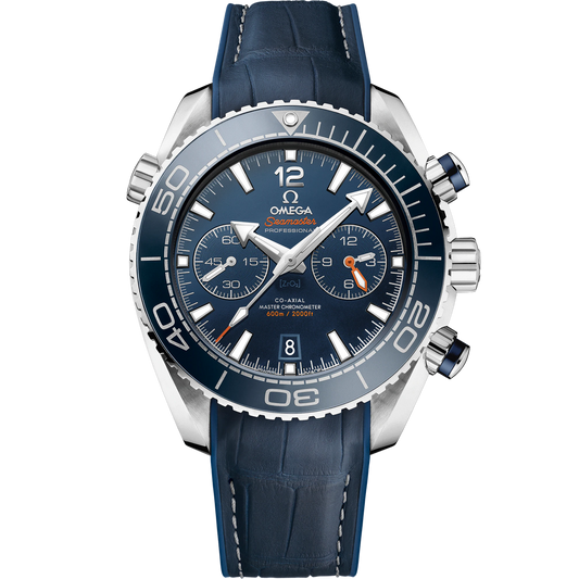 SEAMASTER PLANET OCEAN 600M 45.5 MM, STEEL ON LEATHER STRAP WITH RUBBER LINING
