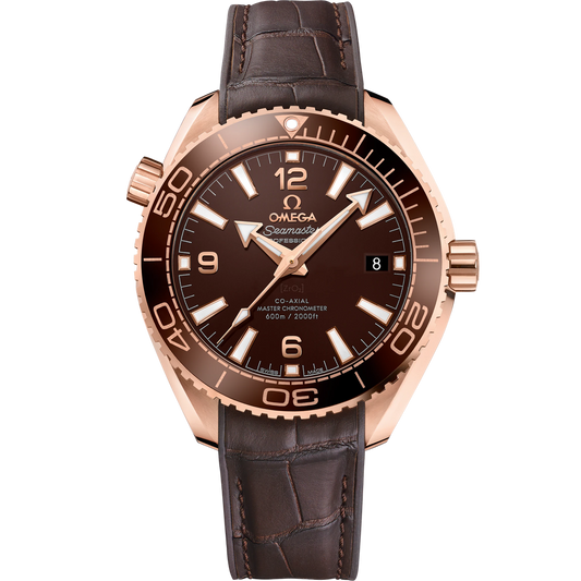 SEAMASTER PLANET OCEAN 600M 39.5 MM, SEDNA™ GOLD ON LEATHER STRAP WITH RUBBER LINING