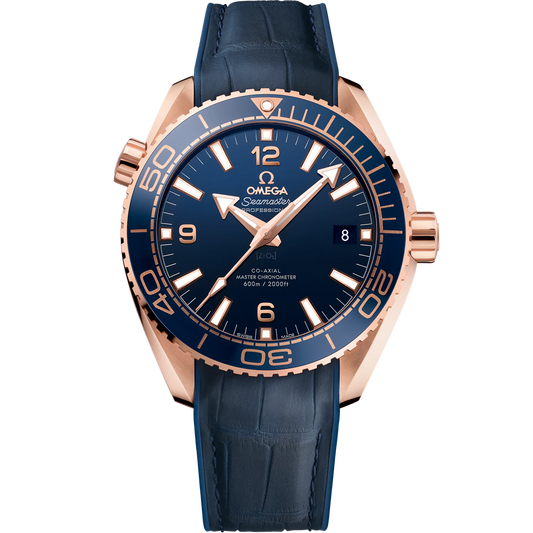 SEAMASTER PLANET OCEAN 600M 43.5 MM, SEDNA™ GOLD ON LEATHER STRAP WITH RUBBER LINING